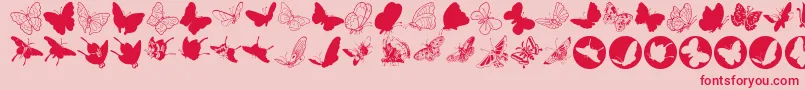 Butterfly-Schriftart – Rote Schriften auf rosa Hintergrund