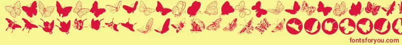 Butterfly Font – Red Fonts on Yellow Background