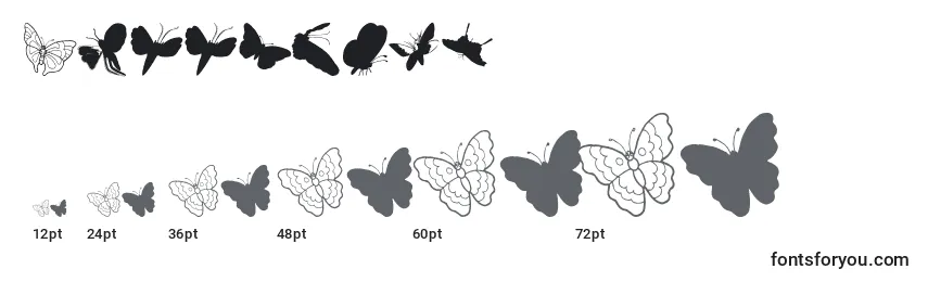 Tamanhos de fonte Butterfly