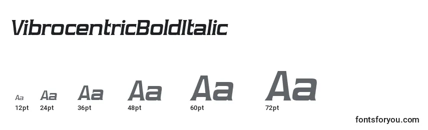 Размеры шрифта VibrocentricBoldItalic