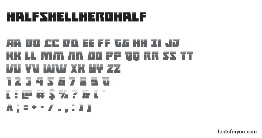 Schriftart Halfshellherohalf – Alphabet, Zahlen, spezielle Symbole