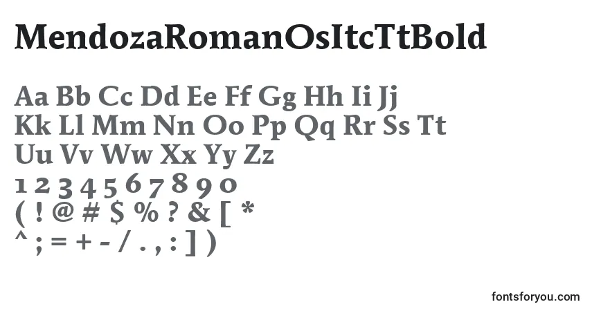 Czcionka MendozaRomanOsItcTtBold – alfabet, cyfry, specjalne znaki