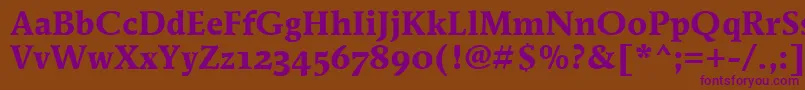 MendozaRomanOsItcTtBold Font – Purple Fonts on Brown Background