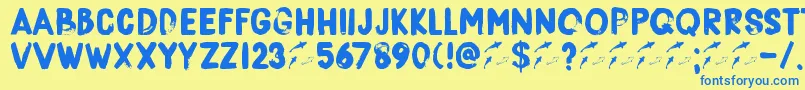 DkBorisBrush Font – Blue Fonts on Yellow Background