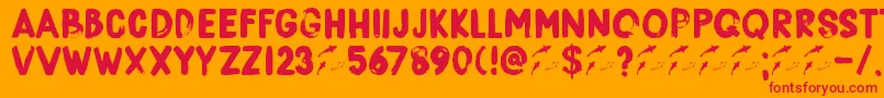 DkBorisBrush Font – Red Fonts on Orange Background