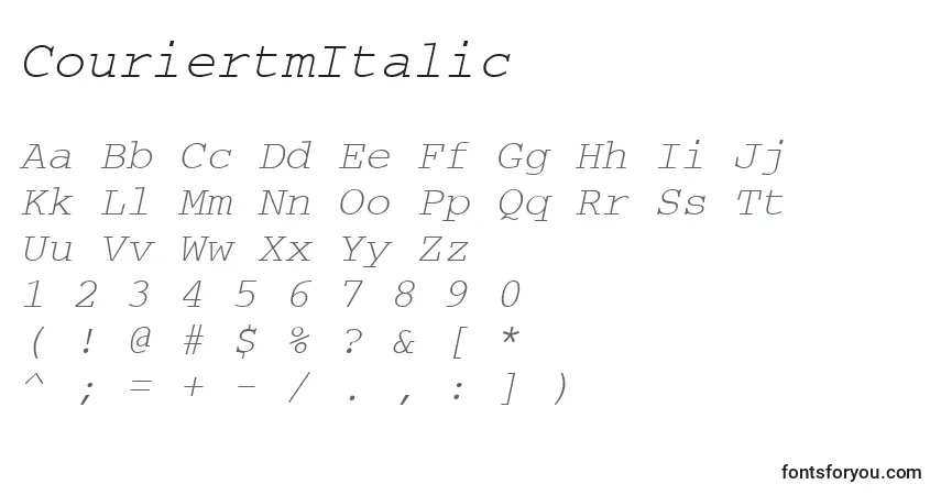 Шрифт CouriertmItalic – алфавит, цифры, специальные символы
