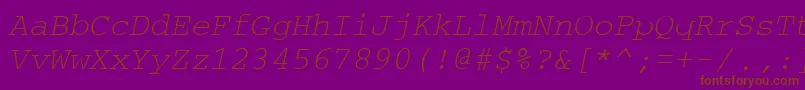 CouriertmItalic-fontti – ruskeat fontit violetilla taustalla
