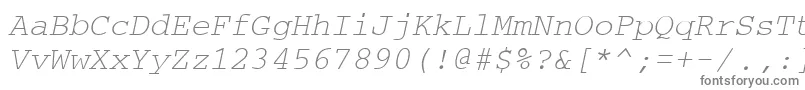 CouriertmItalic-fontti – harmaat kirjasimet valkoisella taustalla
