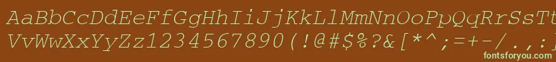 CouriertmItalic-fontti – vihreät fontit ruskealla taustalla
