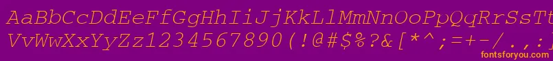 CouriertmItalic Font – Orange Fonts on Purple Background