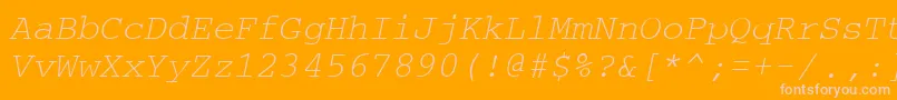 CouriertmItalic-fontti – vaaleanpunaiset fontit oranssilla taustalla