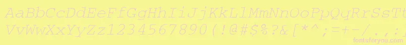 CouriertmItalic-fontti – vaaleanpunaiset fontit keltaisella taustalla