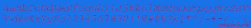 CouriertmItalic Font – Red Fonts on Blue Background