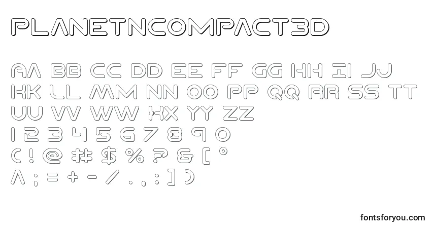 A fonte Planetncompact3D – alfabeto, números, caracteres especiais