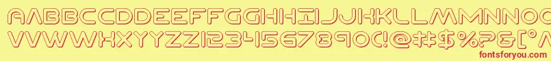 Planetncompact3D-Schriftart – Rote Schriften auf gelbem Hintergrund
