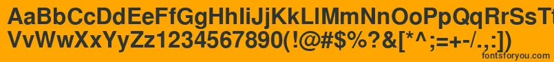 NimbussanlcyBold-Schriftart – Schwarze Schriften auf orangefarbenem Hintergrund