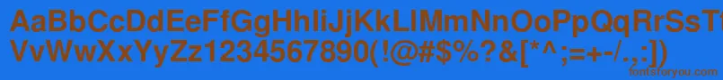 フォントNimbussanlcyBold – 茶色の文字が青い背景にあります。