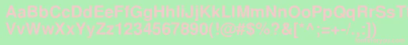 NimbussanlcyBold-fontti – vaaleanpunaiset fontit vihreällä taustalla