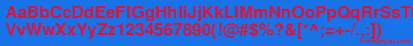 NimbussanlcyBold-Schriftart – Rote Schriften auf blauem Hintergrund