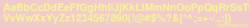 NimbussanlcyBold-fontti – keltaiset fontit vaaleanpunaisella taustalla