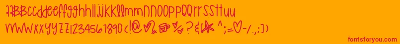 Czcionka Murakamirilapika – czerwone czcionki na pomarańczowym tle