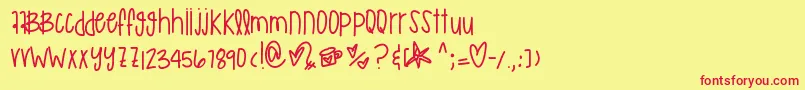 Шрифт Murakamirilapika – красные шрифты на жёлтом фоне