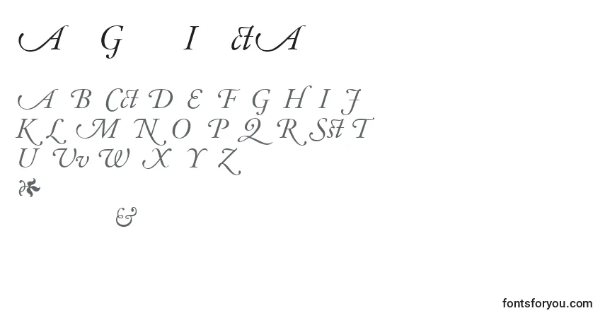 Czcionka AdobeGaramondItalicAlternate – alfabet, cyfry, specjalne znaki