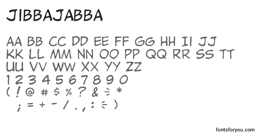 Czcionka Jibbajabba – alfabet, cyfry, specjalne znaki