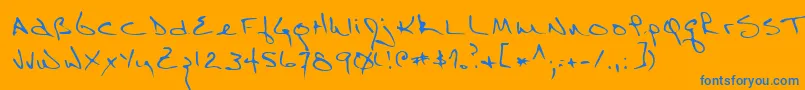 RichardRegular-Schriftart – Blaue Schriften auf orangefarbenem Hintergrund