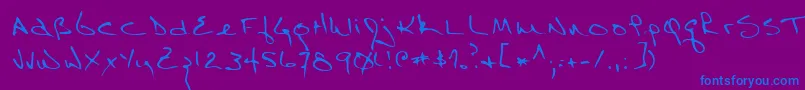 RichardRegular-Schriftart – Blaue Schriften auf violettem Hintergrund