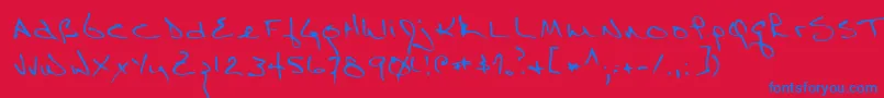 フォントRichardRegular – 赤い背景に青い文字