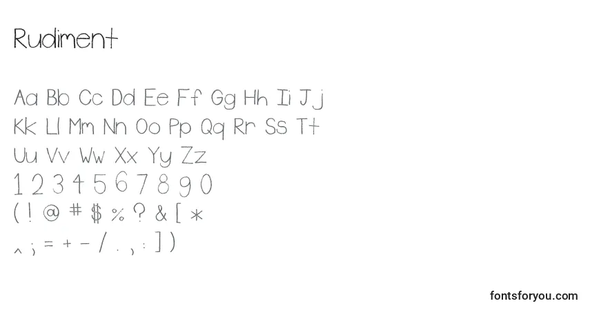 A fonte Rudiment – alfabeto, números, caracteres especiais