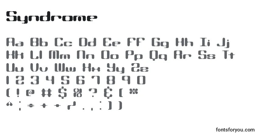 Шрифт Syndrome – алфавит, цифры, специальные символы