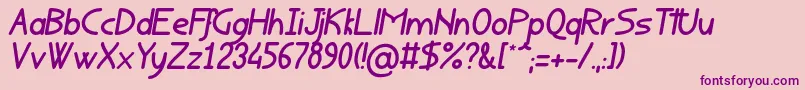 RondouillardItalique Font – Purple Fonts on Pink Background