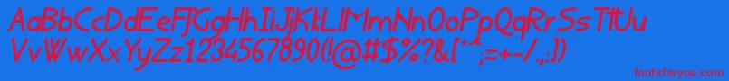 RondouillardItalique Font – Red Fonts on Blue Background