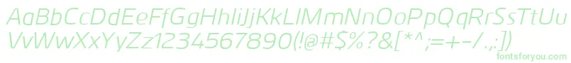 Fonte KuroItalic – fontes verdes em um fundo branco