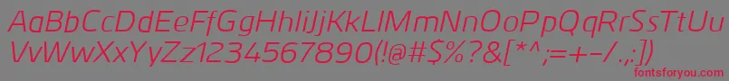KuroItalic-fontti – punaiset fontit harmaalla taustalla