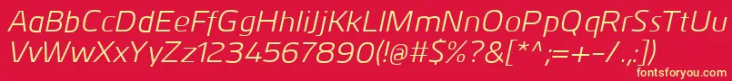 KuroItalic-Schriftart – Gelbe Schriften auf rotem Hintergrund