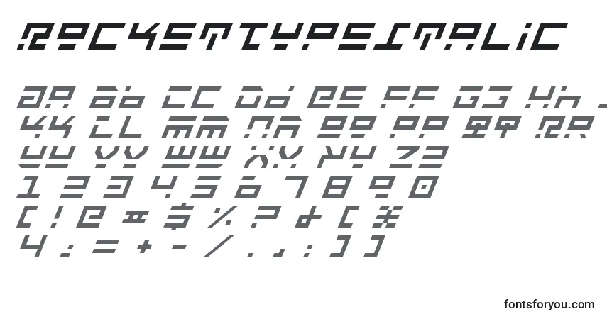 Шрифт RocketTypeItalic – алфавит, цифры, специальные символы
