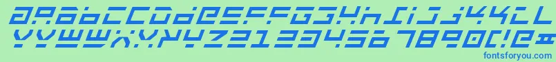 RocketTypeItalic-Schriftart – Blaue Schriften auf grünem Hintergrund