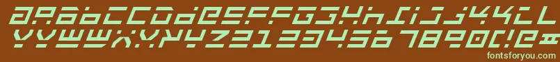 フォントRocketTypeItalic – 緑色の文字が茶色の背景にあります。