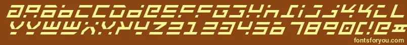 RocketTypeItalic-fontti – keltaiset fontit ruskealla taustalla