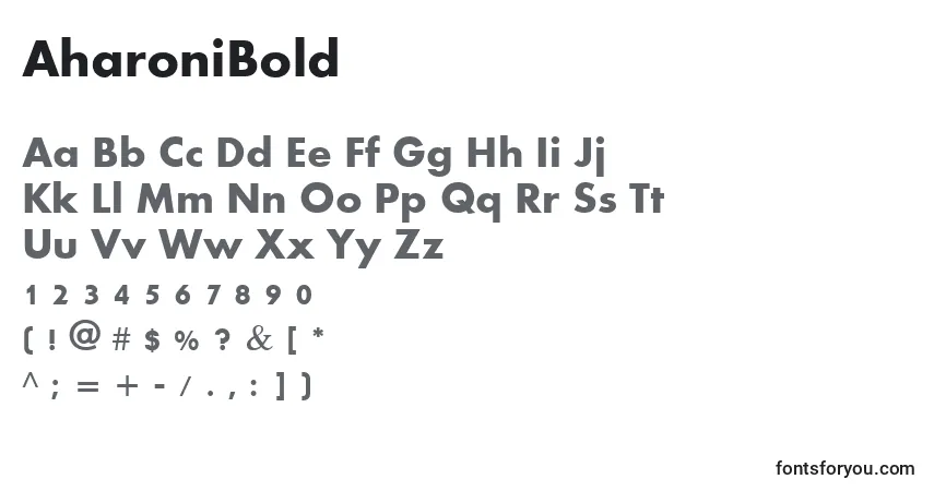Czcionka AharoniBold – alfabet, cyfry, specjalne znaki