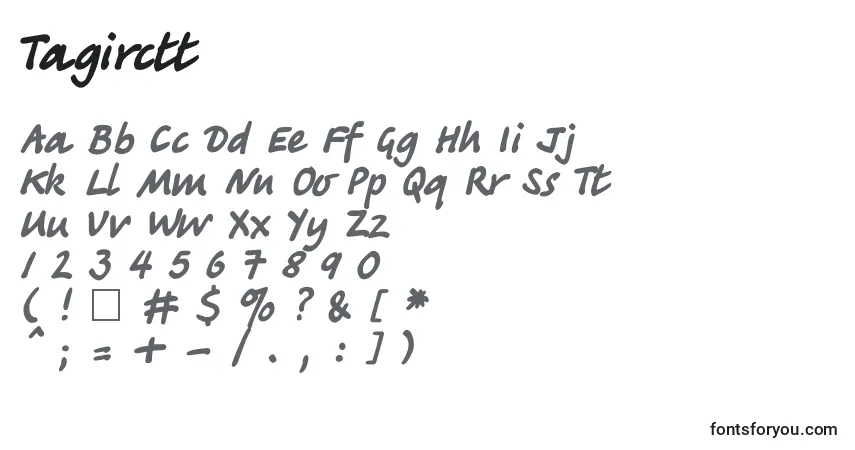 A fonte Tagirctt – alfabeto, números, caracteres especiais