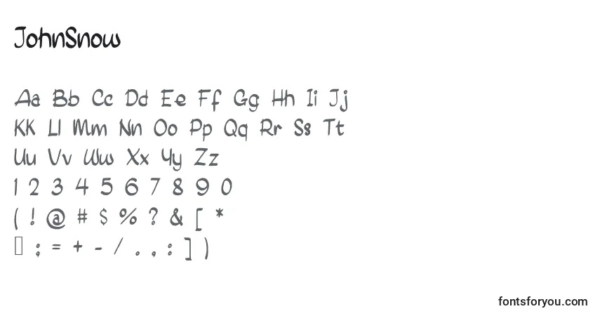 Schriftart JohnSnow – Alphabet, Zahlen, spezielle Symbole