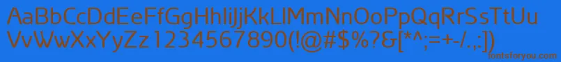 ArianAmuRegular-Schriftart – Braune Schriften auf blauem Hintergrund