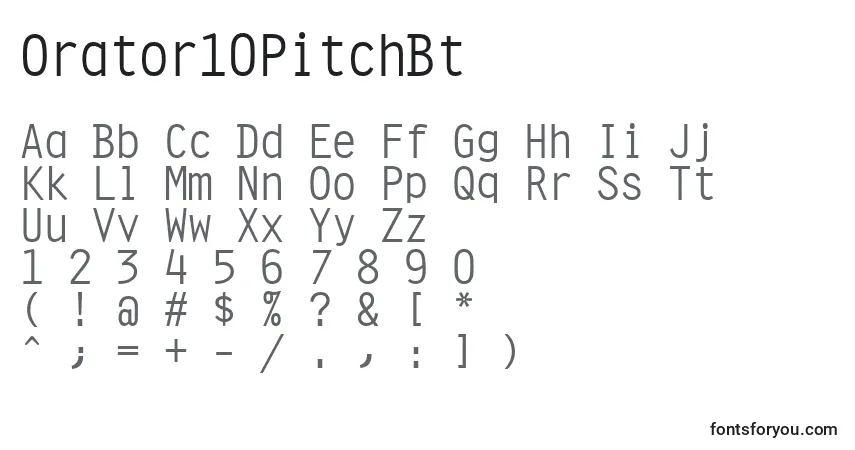 Orator10PitchBt-fontti – aakkoset, numerot, erikoismerkit