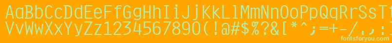 フォントOrator10PitchBt – オレンジの背景に緑のフォント