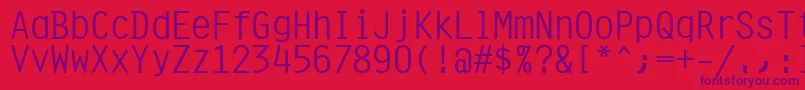 Orator10PitchBt-Schriftart – Violette Schriften auf rotem Hintergrund