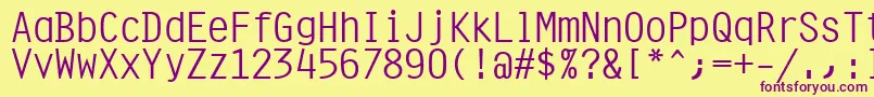 Orator10PitchBt Font – Purple Fonts on Yellow Background